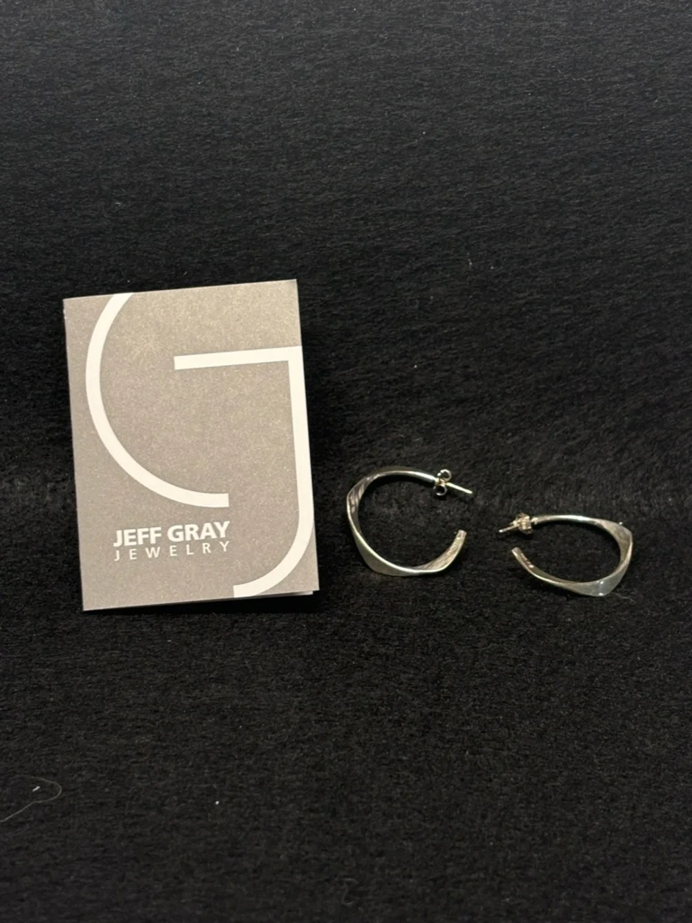 Jeffery Gray - Stering Silver Hammered Double Wave Hoop Earrings